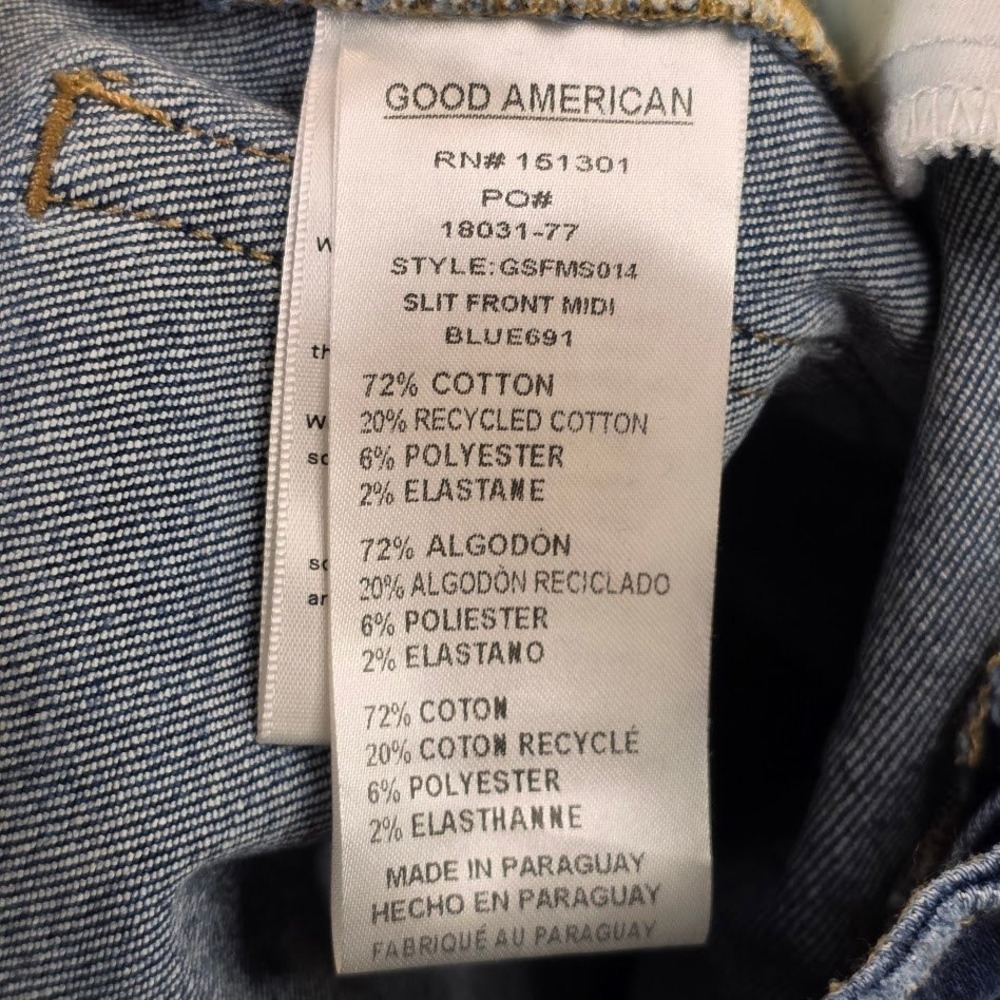 Good American Size 8 / 29 Denim Midi Skirt Blue Slit Front High Rise GSFMS014 - Picture 5 of 10